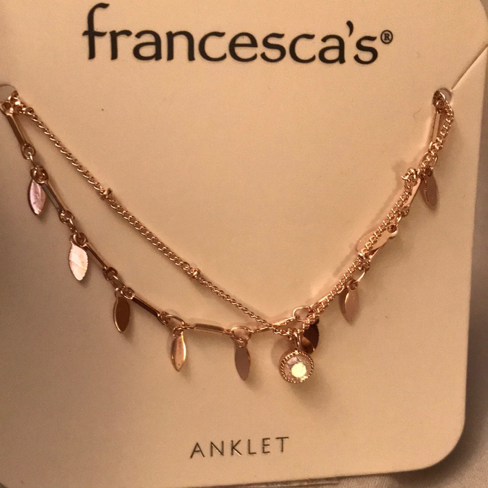 Francesca’s new double chained rose gold anklet